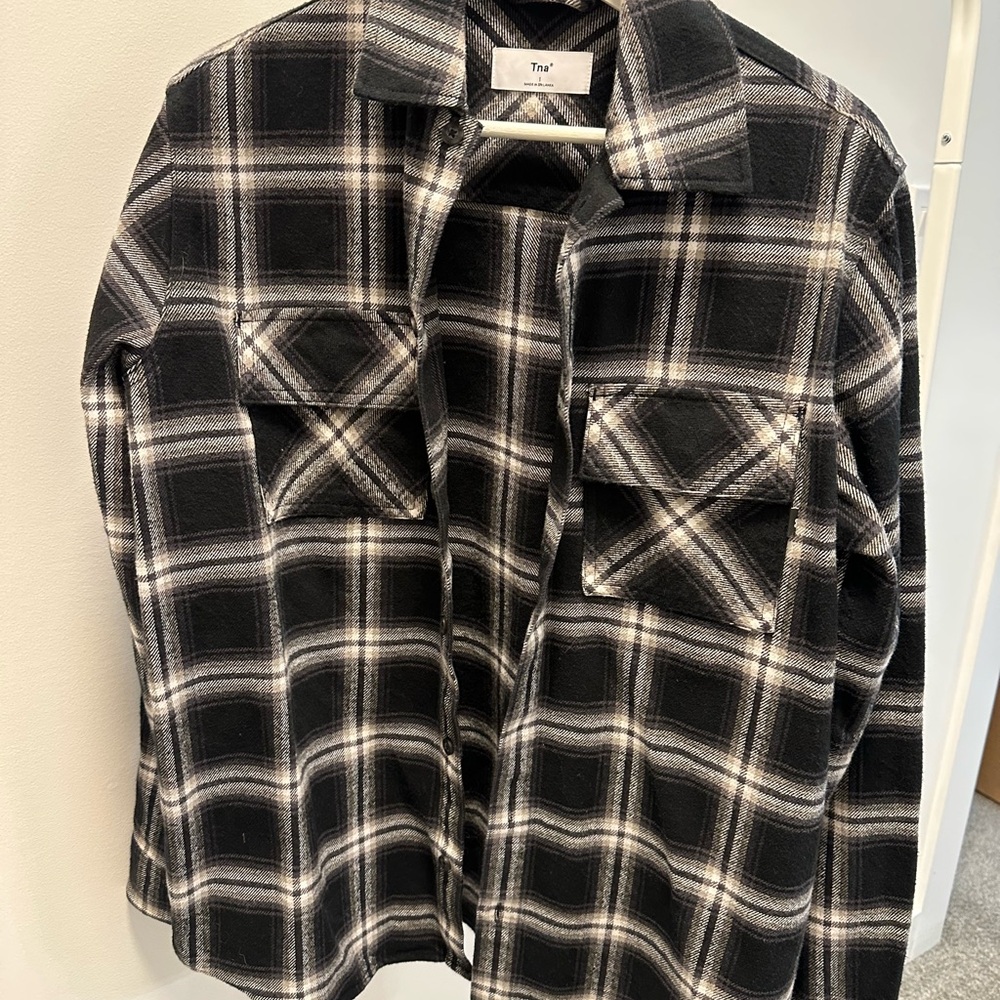 TNA Black and White Plaid Casual Shirt